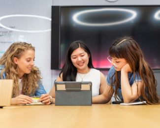 Students discussing in group career activities